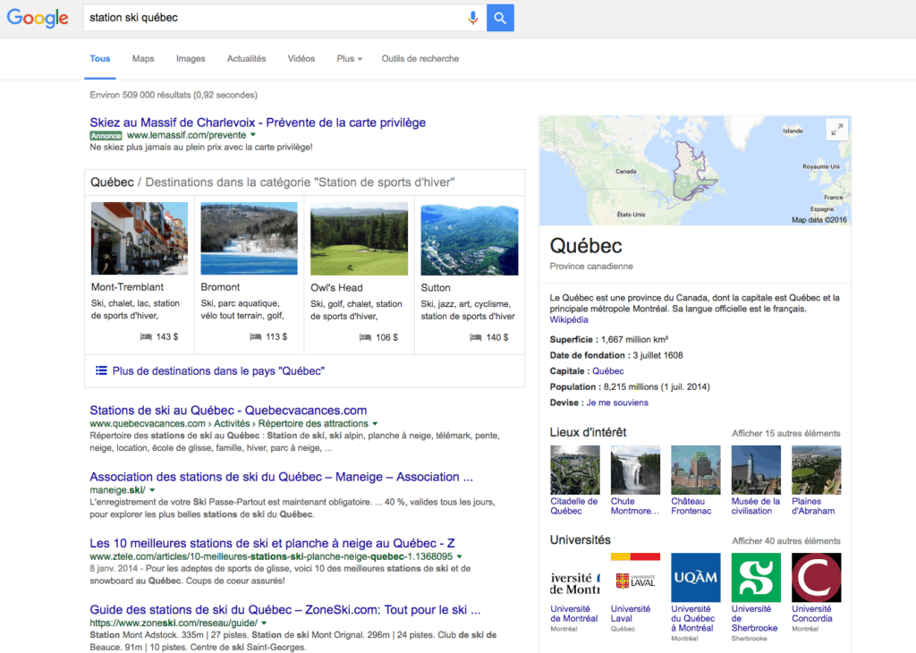 google destination travaille sur google